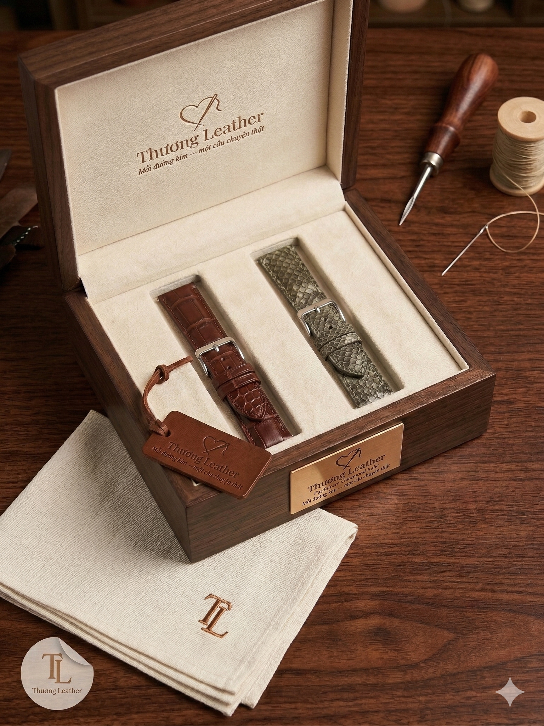 Strap Set hộp gỗ Thương Leather